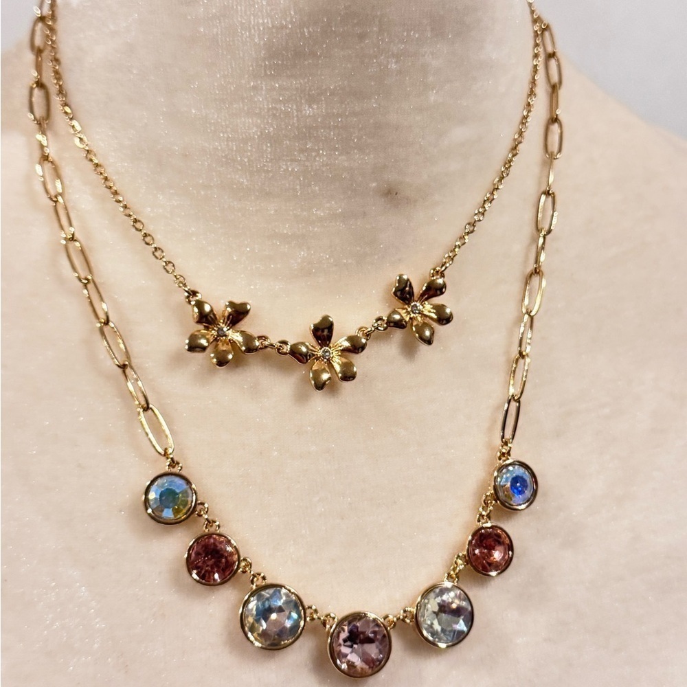Isaac Mizrahi floral Stone Multi/gold necklace - Picture 5 of 5